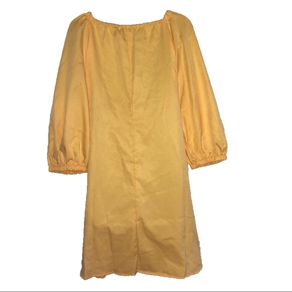 NWOT Vonda Empire Style V Neck Puff Sleeve Poly Yellow Dress 2X/ 3X - Picture 10 of 12